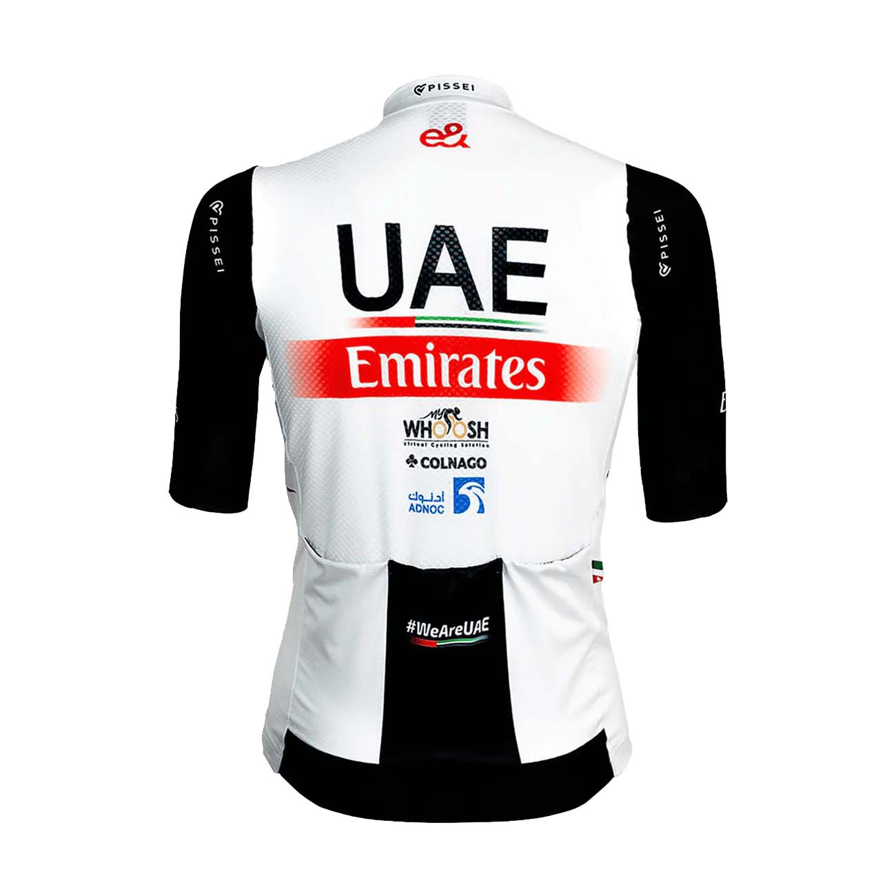 PISSEI Rövid Ujjú Kerékpáros Mez - UAE TEAM EMIRATES 23 - Fehér/piros/fekete