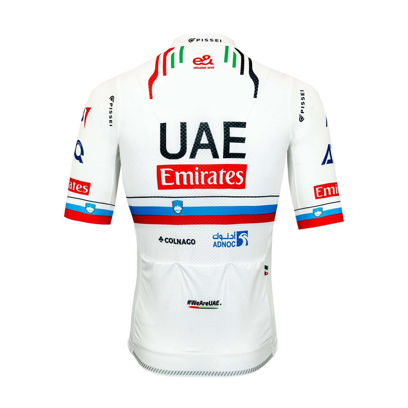 PISSEI Rövid Ujjú Kerékpáros Mez - UAE TEAM EMIRATES SLOVENIAN 2024 - Fehér/piros