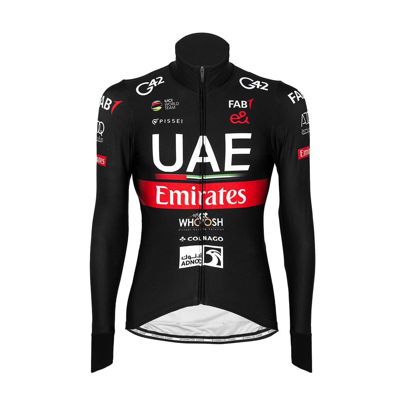 PISSEI Hosszú Ujjú Kerékpáros Mez - UAE TEAM EMIRATES 23 - Fehér/fekete/piros