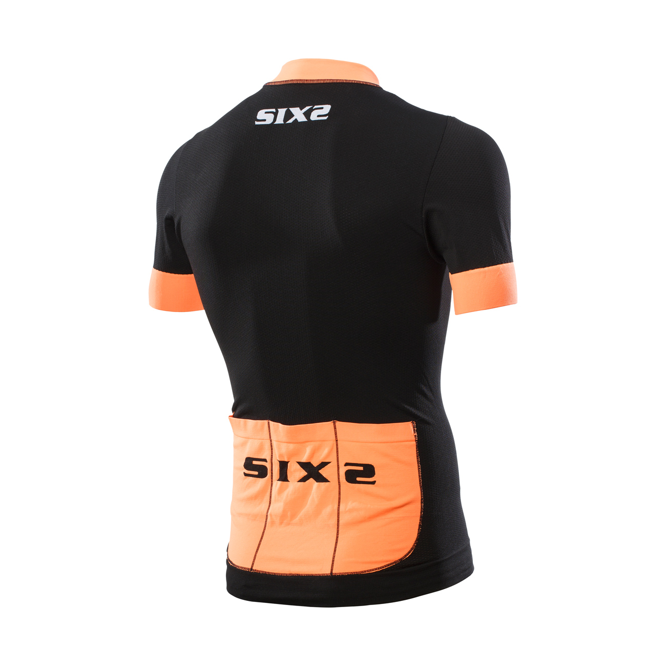 SIX2 Rövid Ujjú Kerékpáros Mez - BIKE3 STRIPES - Fekete/narancssárga